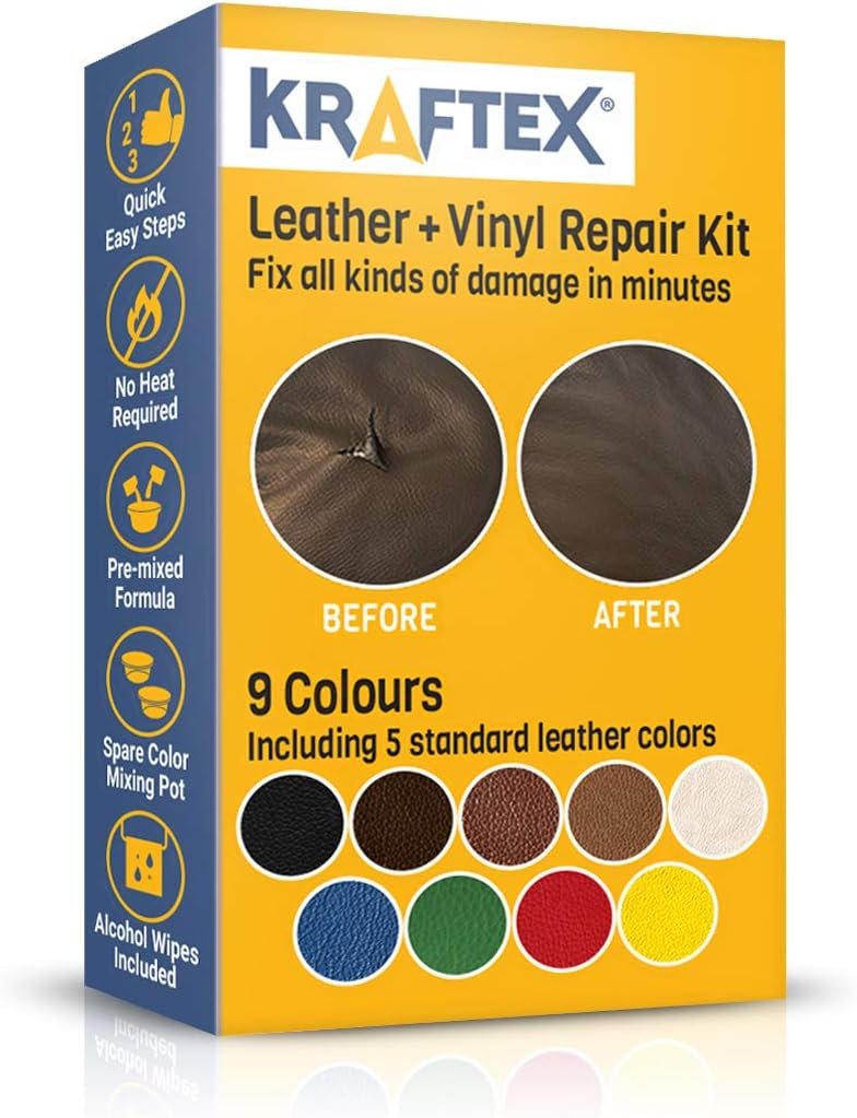 Leather and Vinyl Repair Kit. Repairs and Touch Ups [Restore Scratches, Stains and Cracks] to Any Colored Couches, Car Seats, Shoes, Handbags Or Dashboards. Easily Match Colors with 5 Leather Shades