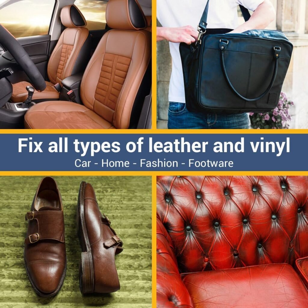 Leather and Vinyl Repair Kit. Repairs and Touch Ups [Restore Scratches, Stains and Cracks] to Any Colored Couches, Car Seats, Shoes, Handbags Or Dashboards. Easily Match Colors with 5 Leather Shades