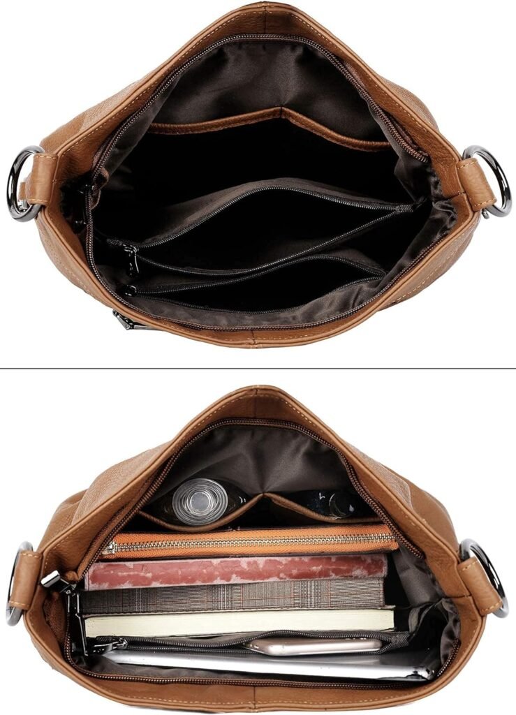 YALUXE Genuine Leather Shoulder Bag Stylish Hobo Purse Womens Crossbody Bag Travel Top-Handle Handbag Christmas Gifts