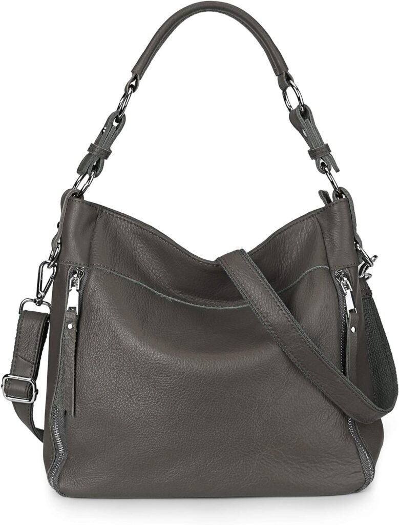 YALUXE Genuine Leather Shoulder Bag Stylish Hobo Purse Womens Crossbody Bag Travel Top-Handle Handbag Christmas Gifts