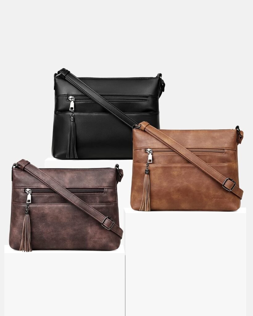 Crossbody Bags for Women, Lightweight Medium Crossbody Purse, Soft Leather Womens Shoulder Handbags with Tassel