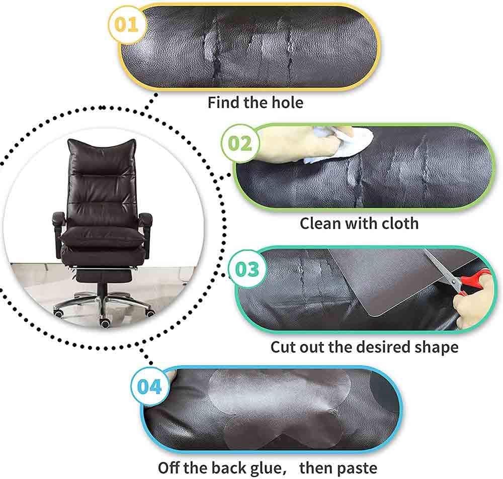 Leather Repair Patch Kit Self-Adhesive Leather Tape Sticker for Couches, Sofa, Furniture, Car Seats 19X50 Inch, Black
