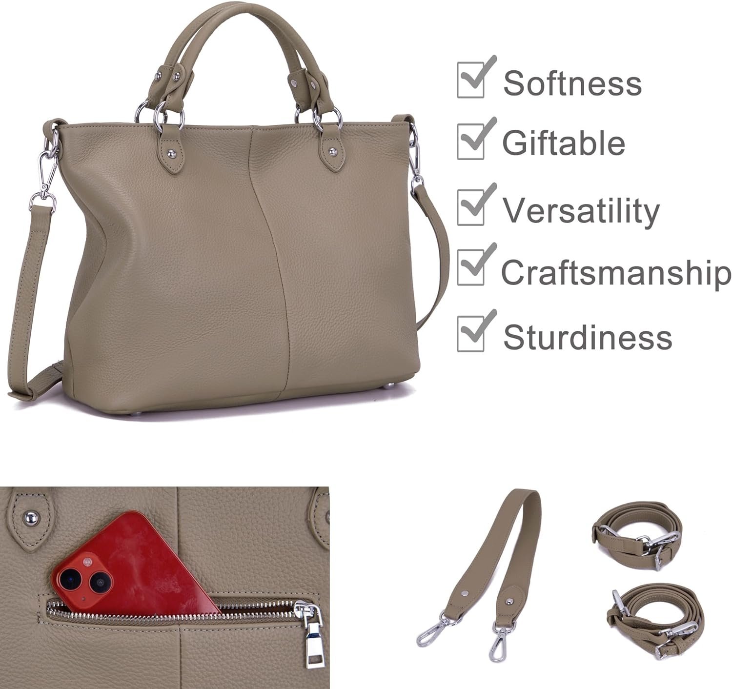 Real Leather Purses and Handbag Review