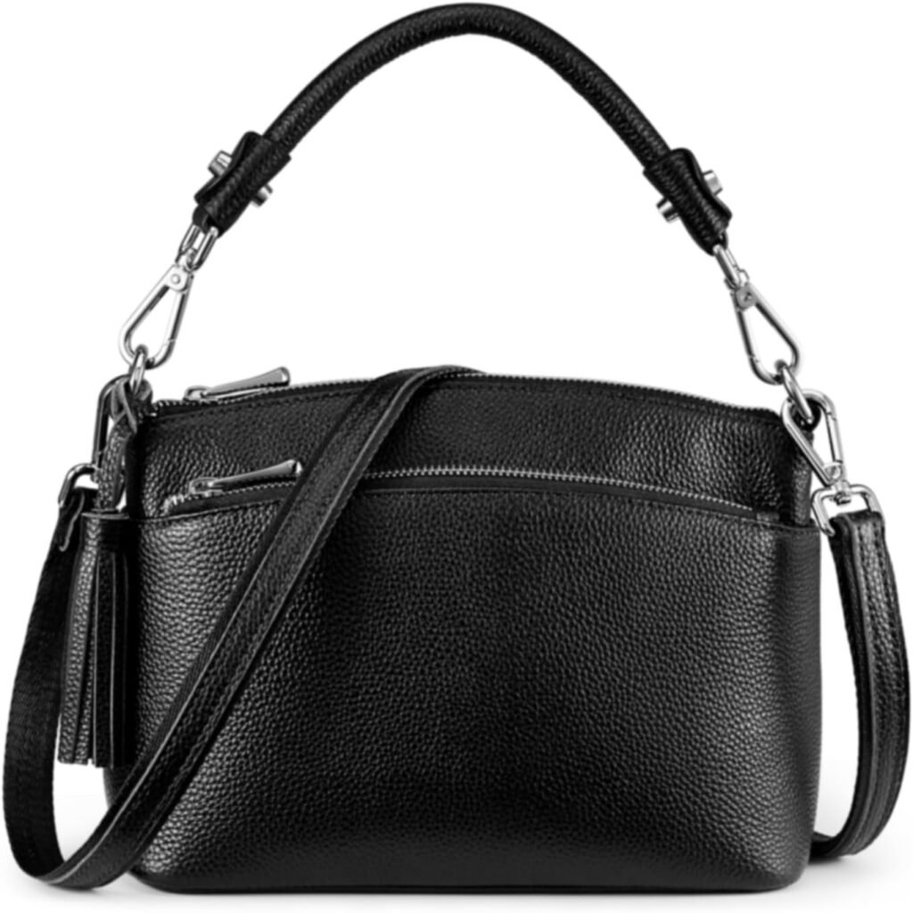 S-ZONE Small Genuine Leather Top Handle Handbags for Women Shoulder Bag Crossbody Purse