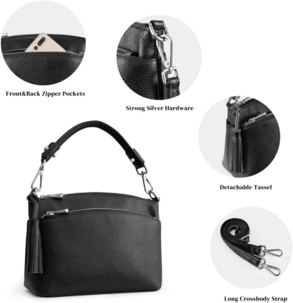 S-ZONE Small Genuine Leather Top Handle Handbags for Women Shoulder Bag Crossbody Purse