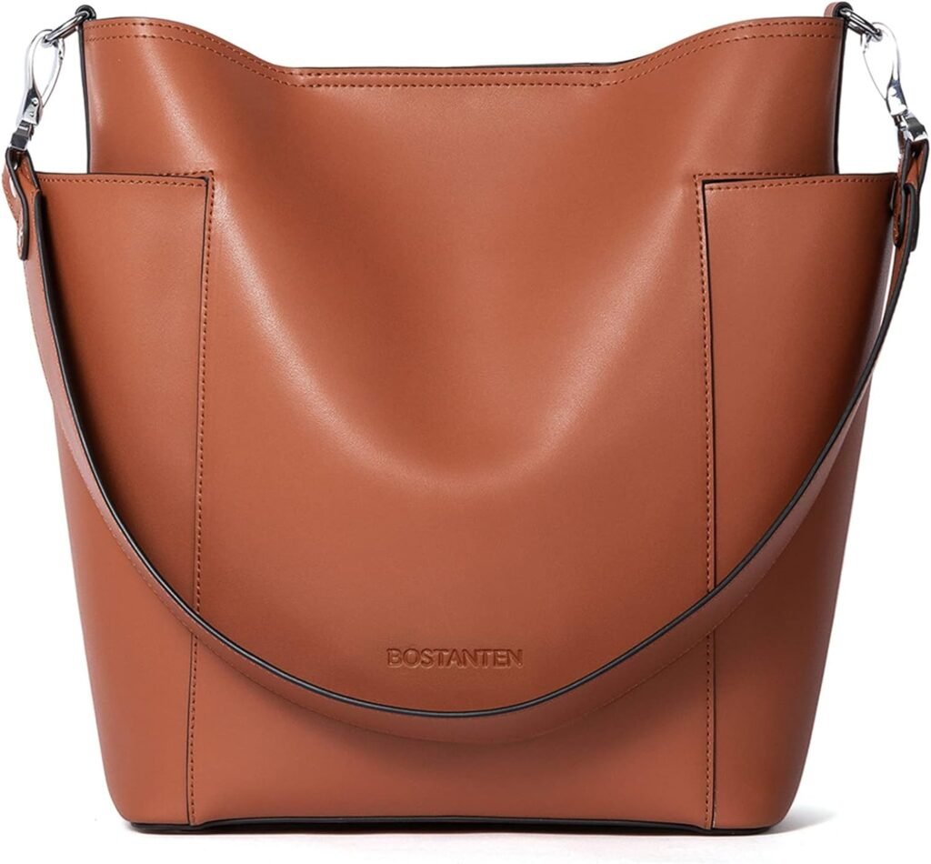BOSTANTEN Women Leather Bucket Handbag Leather Purses Hobo Bags Large