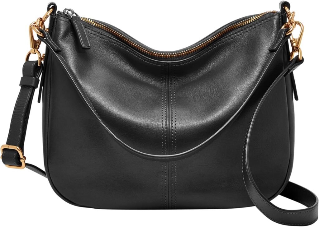 Fossil Womens Jolie Leather Crossbody Purse Handbag, Black (Model: ZB7716001)