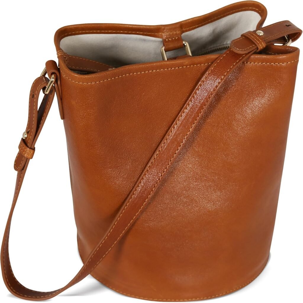 Iswee Retro Leather Shoulder Bags Bucket Purses for Women Designer Handbags Luxury Womens Bags and Totes Brown