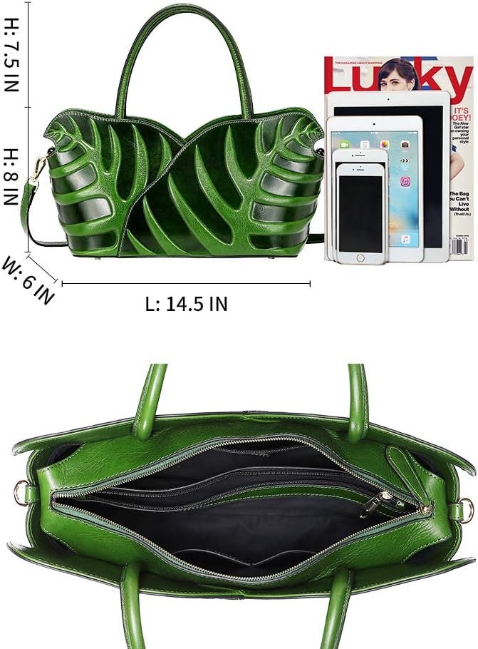 PIJUSHI Designer Leaf Handbags for Women Top Handle Satchel Shoulder Bag Review