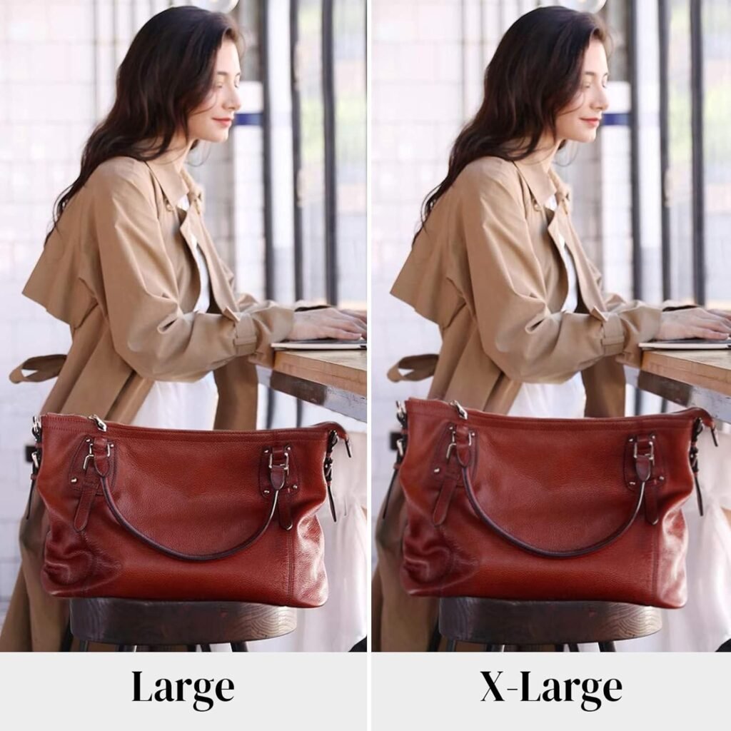 Kattee Genuine Leather Handbags Tote Shoulder Bag for Woman Satchel Designer Purse Top Handles Crossbody Bag Large Capacity