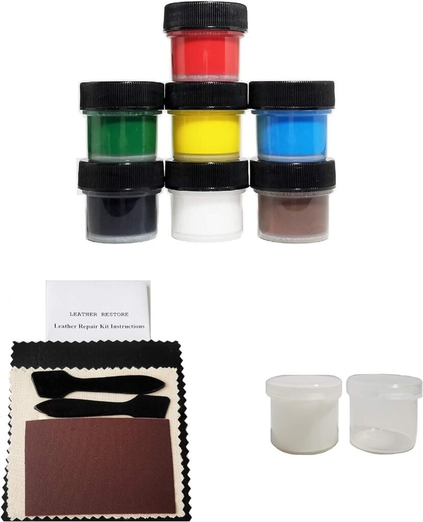 Leather Vinyl Repair Kit For Couches, Furniture, Boots, Shoes, Handbags, Car Seat Upholstery  More, LARGE SIZE KIT 4 oz.