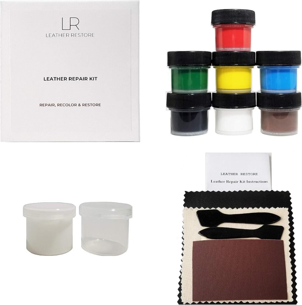 Leather Vinyl Repair Kit For Couches, Furniture, Boots, Shoes, Handbags, Car Seat Upholstery  More, LARGE SIZE KIT 4 oz.